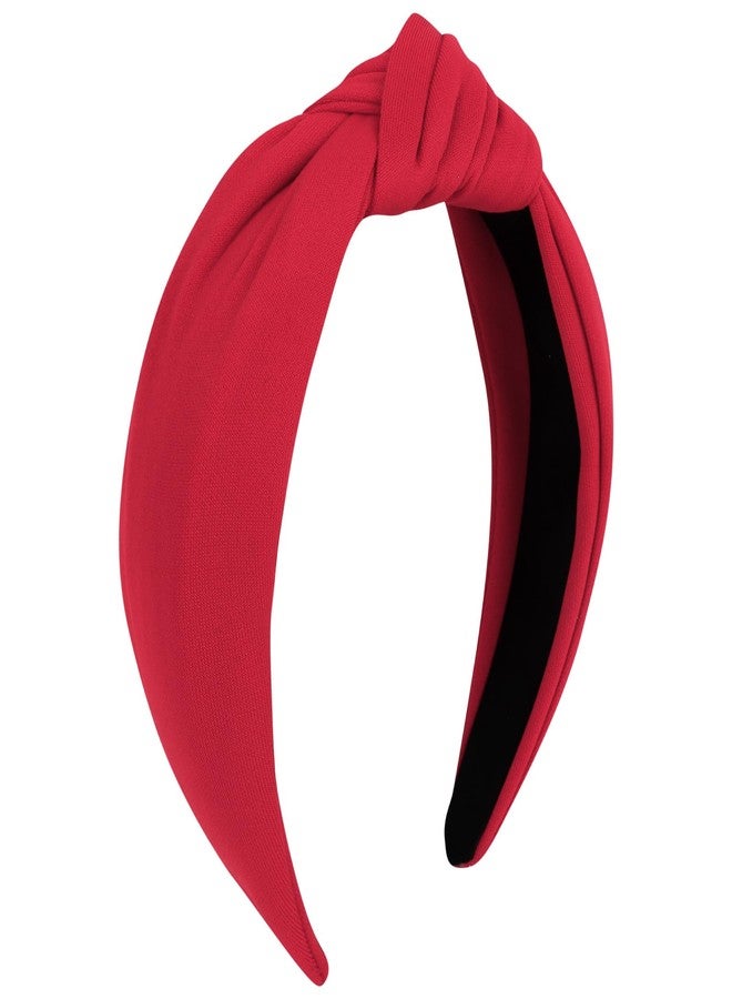 Ondder Red Top Knot Headbands - Wide Knotted Non-Slip Fashion Headbands for Women and Girls, Cloth Hair Bands - Image 1